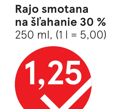 Rajo Smotana na šľahanie 30 %