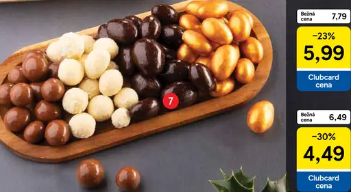 Tesco vianočné orechy pražené v čokoláde