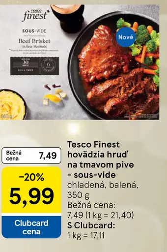 Tesco Finest hovädzia hruď na tmavom pive sous-vide