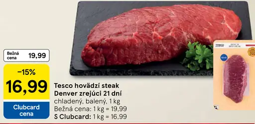 Tesco hovädzí steak Denver zrejúci 21 dní