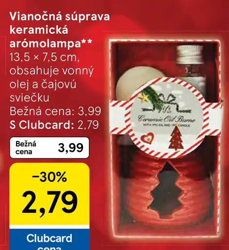 Vianočná súprava keramická arómolampa