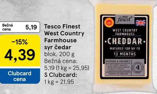 Tesco Finest West Country Farmhouse syr čedar