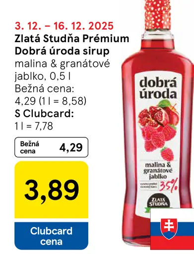 Zlatá Studňa Dobrá úroda sirup