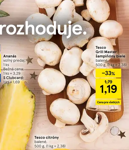Tesco Grill Master šampiňóny biele