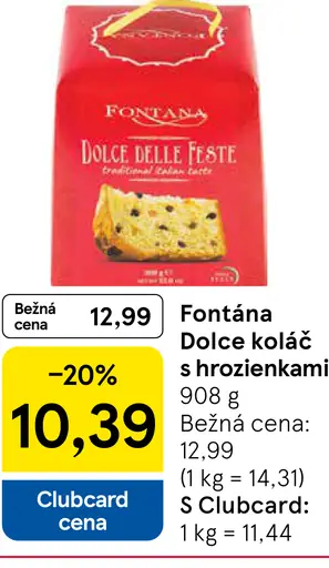 Fontána Dolce koláč s hrozienkami