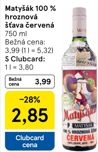 Matyšák 100% hroznová šťava červená