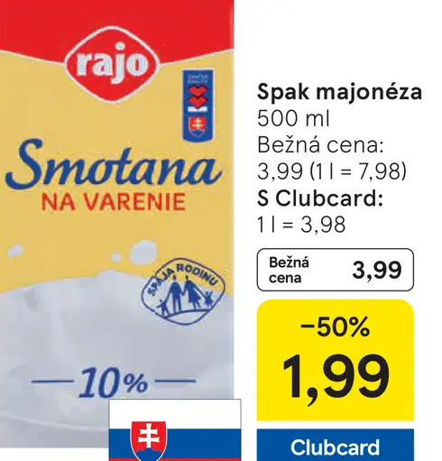 Rajo Smotana na varenie 10%