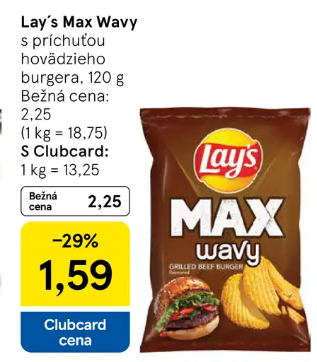 Lay's Max Wavy s príchuťou hovädzieho burgera