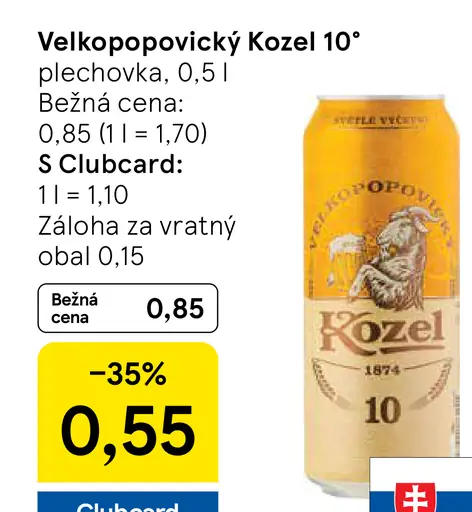 Velkopopovický Kozel plechovka