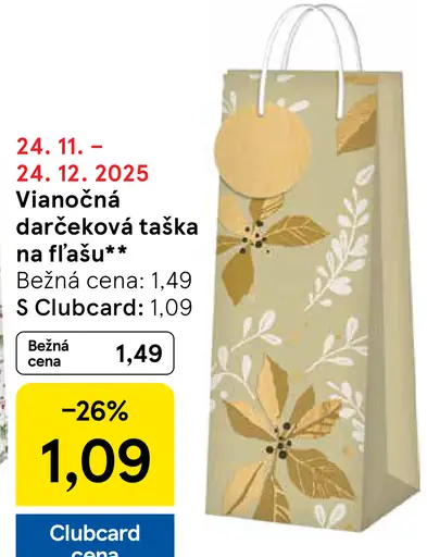 Vianočná darčeková taška na fľašu