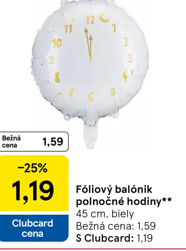 Fóliový balónik polnočné hodiny