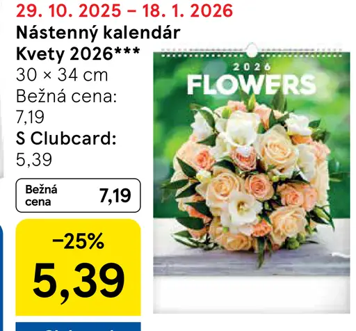 Nástenný kalendár Kvety 2026
