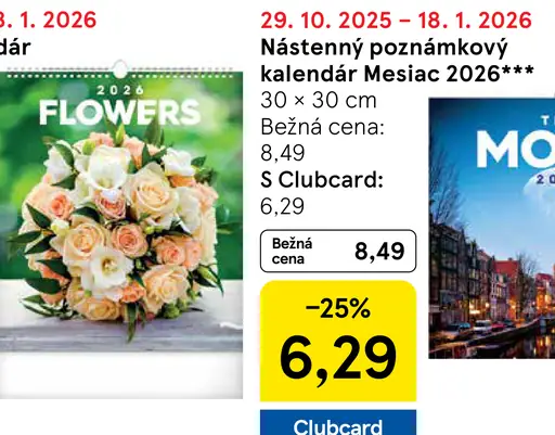 Nástenný poznámkový kalendár Mesiac 2026