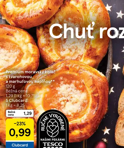 Tesco Premium moravský koláč s tvarohovou a marhuľovou náplňou