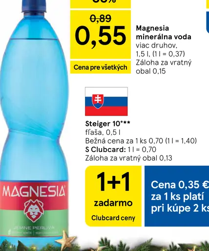 Magnesia Prírodná minerálna voda neperlivá