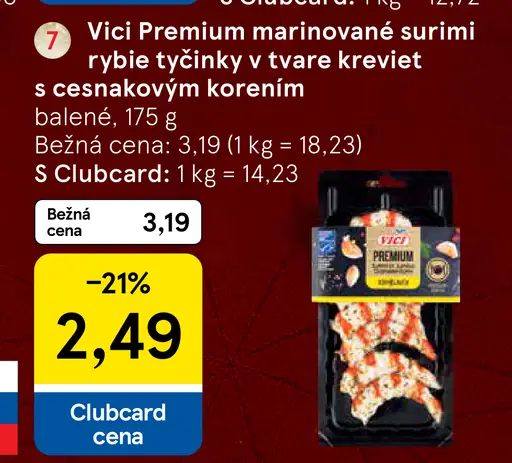 Vici Premium marinované surimi rybie tyčinky v tvare kreviet s cesnakovým korením