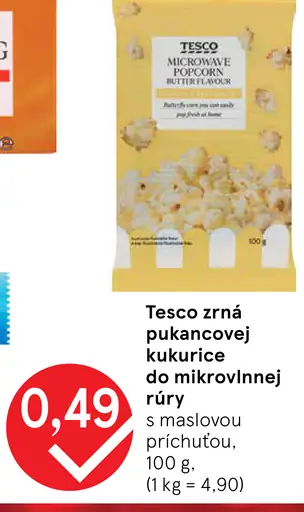 Tesco zrná pukancovej kukurice do mikrovlnnej rúry