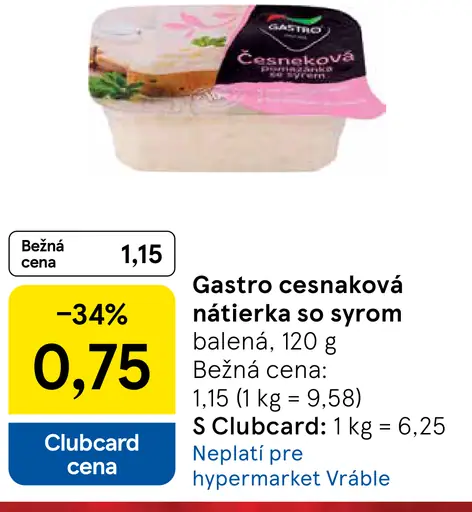 Gastro cesnaková nátierka so syrom