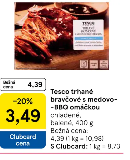 Tesco trhané bravčové s medovo-BBQ omáčkou