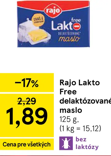 Rajo Lakto Free Delaktózované maslo