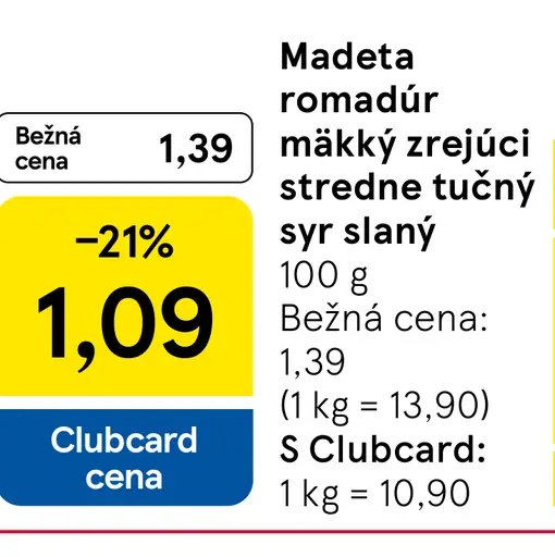 Madeta Romadur mäkký zrejúci stredne tučný syr slaný