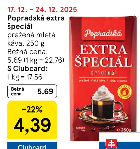 Popradská Extra špeciál pražená mletá káva