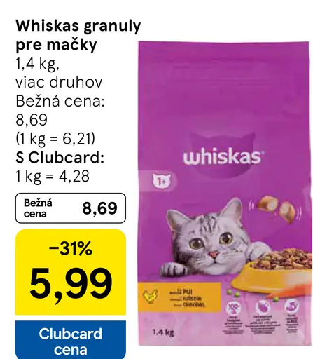 Whiskas granuly pre mačky