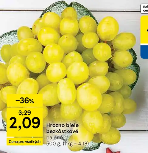 Hrozno biele bezjadierkové