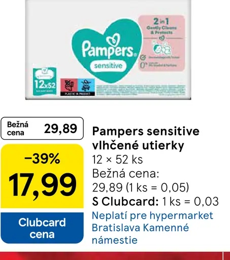Pampers sensitive vlhčené utierky
