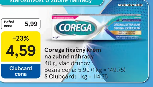Corega Fixačný krém na zubné náhrady bez príchuti extra silný