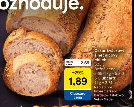 Oskar kváskový slnečnicový chlieb