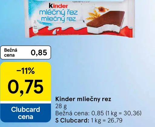 Kinder Mliečny rez