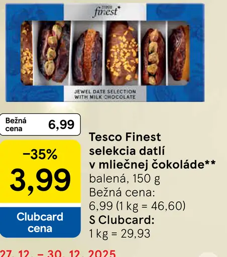 Tesco Finest selekcia datlí v čokoláde