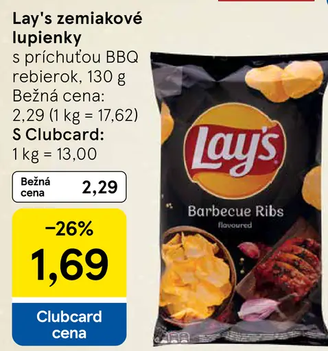 Lay's Vyprážané zemiakové lupienky s príchuťou BBQ rebierok
