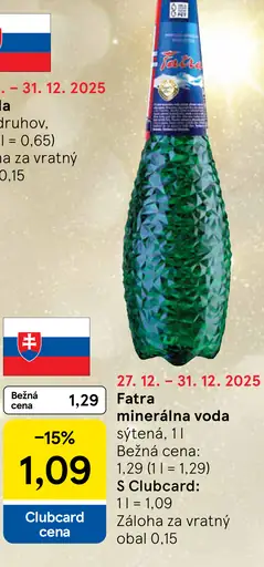 Fatra Prírodná minerálna voda sýtená