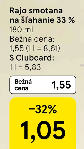Rajo Smotana na šľahanie 33%