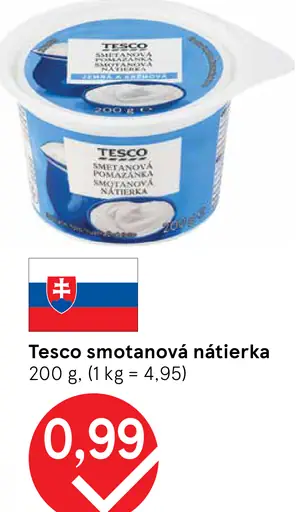 Tesco smotanová nátierka