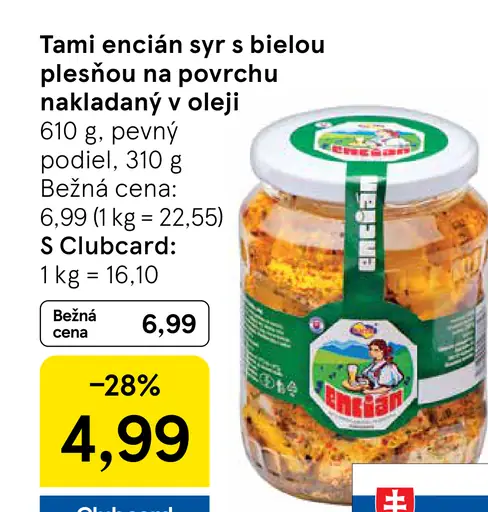 Tami Encián syr s bielou plesňou na povrchu nakladaný v oleji