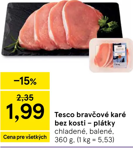 Tesco bravčové karé bez kosti – plátky