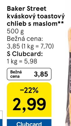 Baker Street Kváskový toastový chlieb s maslom