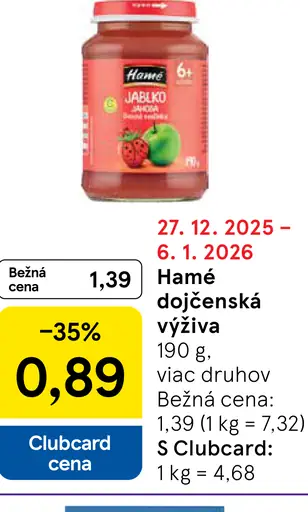 Hamé dojčenská výživa