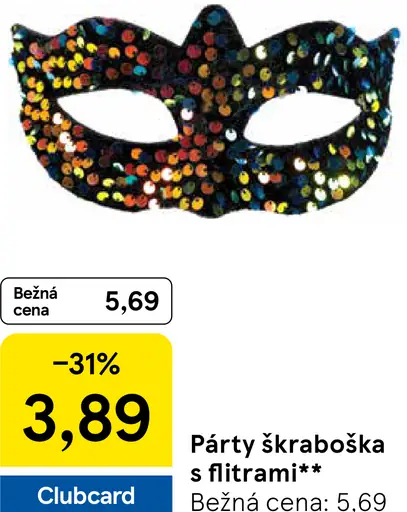Párty škraboška s flitrami