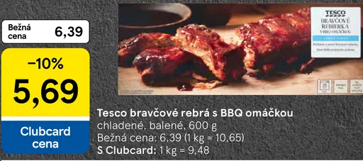 Tesco bravčové rebrá s BBQ omáčkou