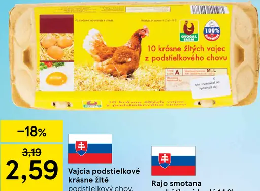 Vajcia podstielkové krásne žlté