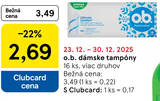 O.b. dámske tampóny