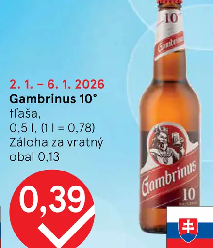Gambrinus 10° plechovka