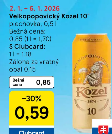 Velkopopovický Kozel 10° plechovka