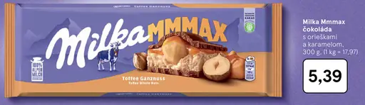 Milka Mmmax čokoláda s orieškami a karamelom