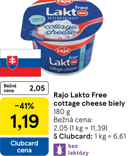 Rajo Lakto Free Cottage Cheese biely