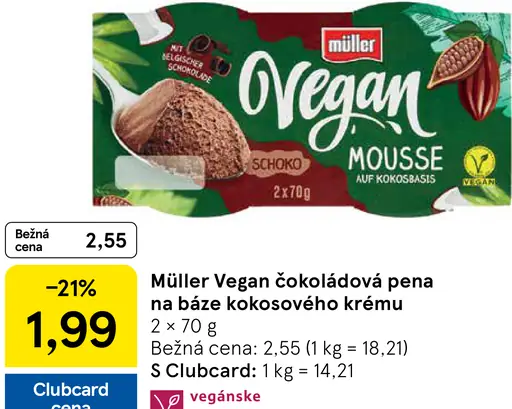 Müller Vegan čokoládová pena na báze kokosového krému (2 x 70 g)